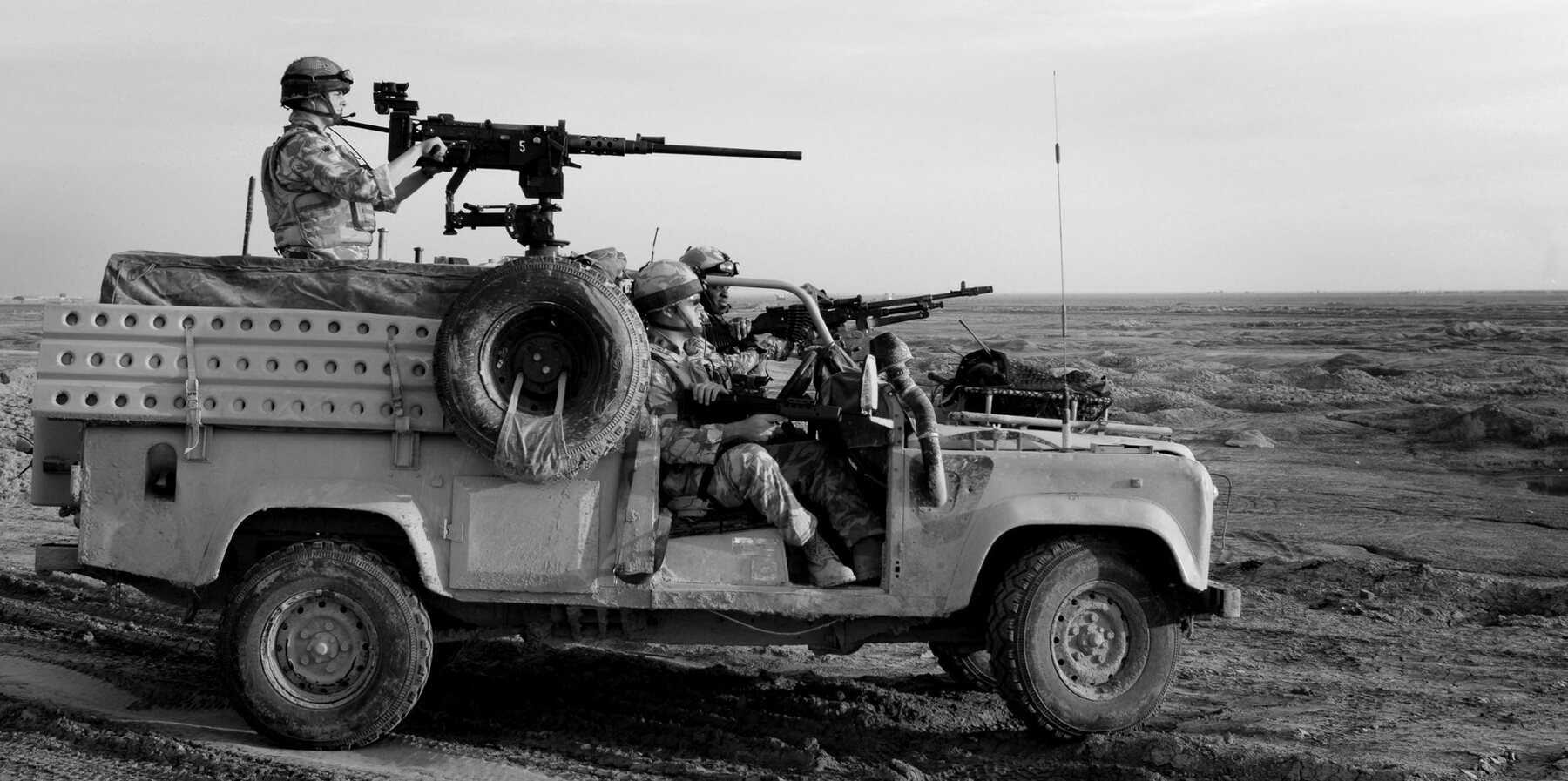 British Army personnel operating from a patrol vehicle in Iraq